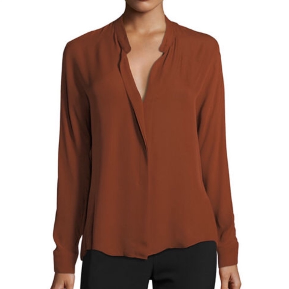 Vince Double Front Silk Blouse Top